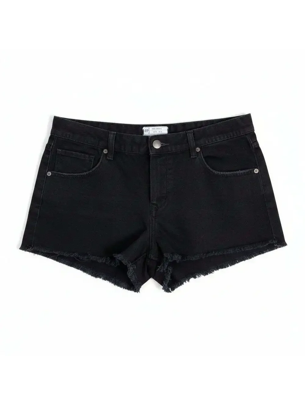 Free People Black Denim Cutoff Shorts Distressed Size 29 Pre-Loved